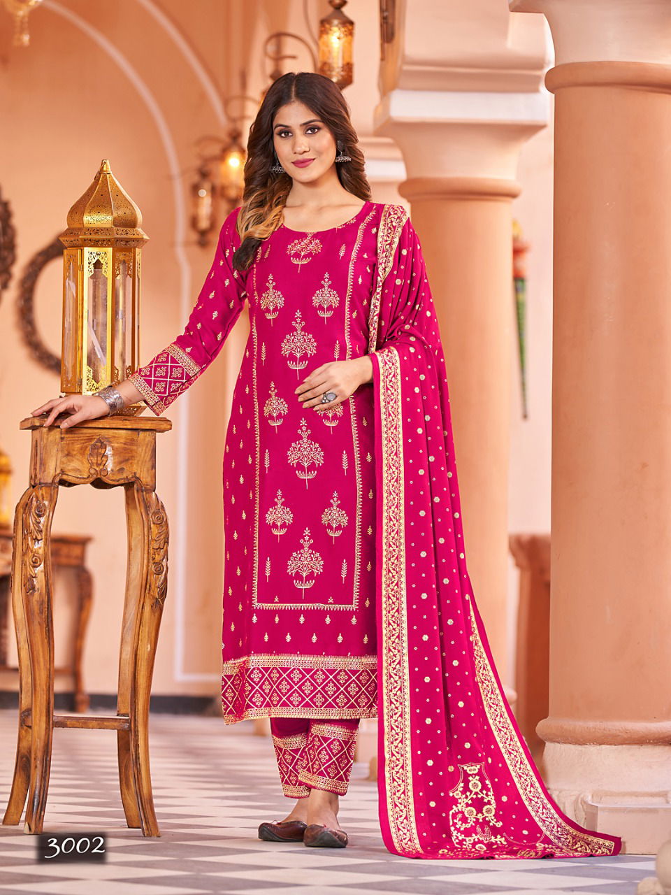 Nykaa Vol 3 Rayon Gold Printed Kurti With Bottom Dupatta Wholesale Price In Surat

